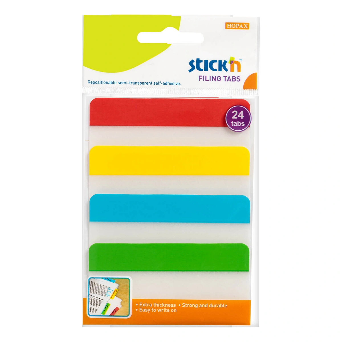 Zakładki do archiwiz. przezroczyste 38x76mm. 4 kol.