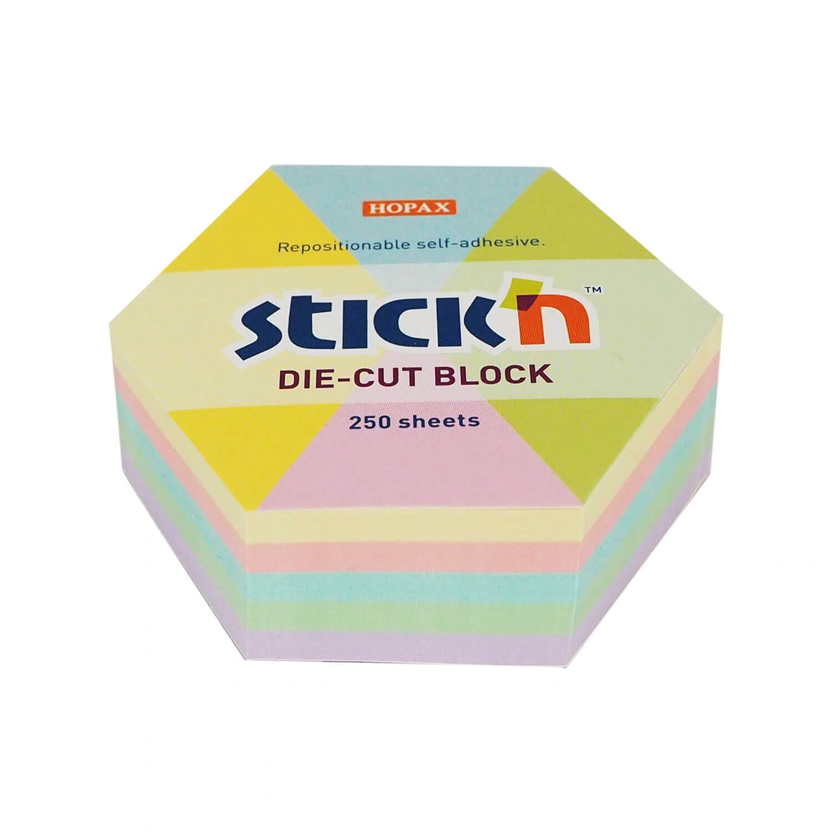 Notes sześciokąt, 61x70mm, mix 5 kol. pastelowych, 250kart