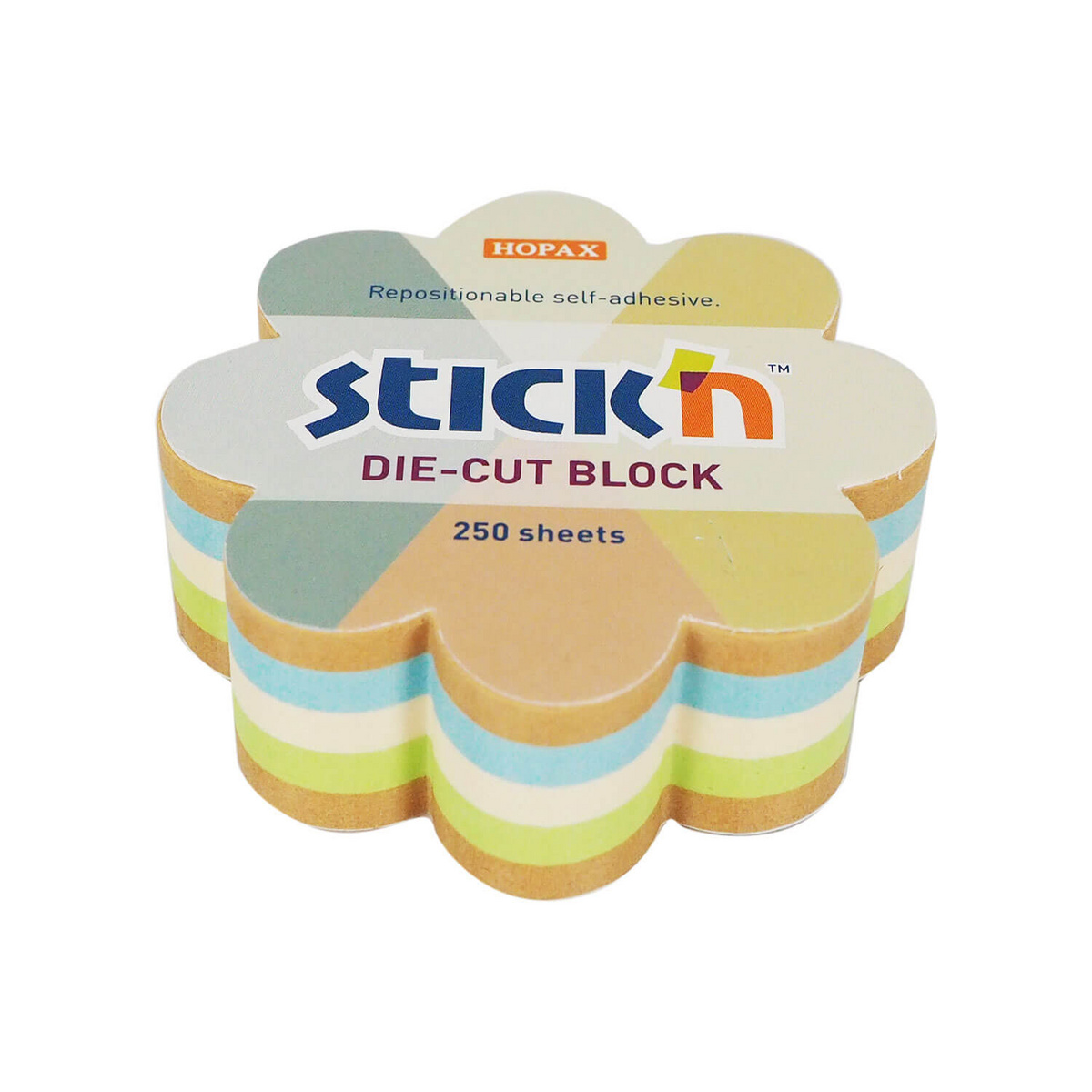 Notes kwiatek, 67x67mm, mix 4kol.niebielony+recykling 250kart.