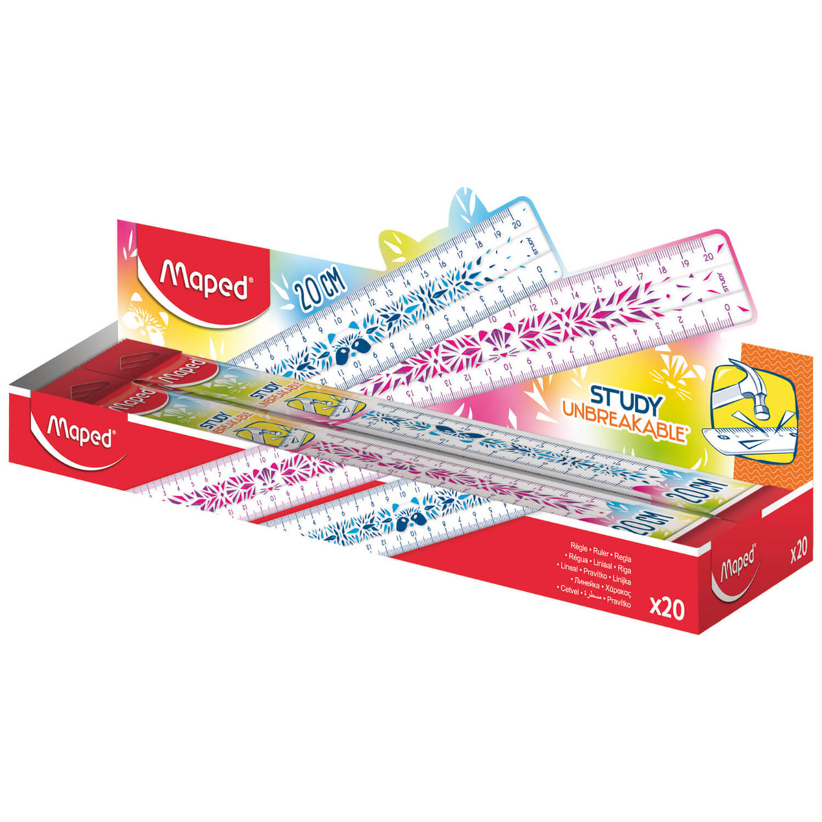 Linijka Study niełamliwa Fancy 20 cm mix kol. torebka