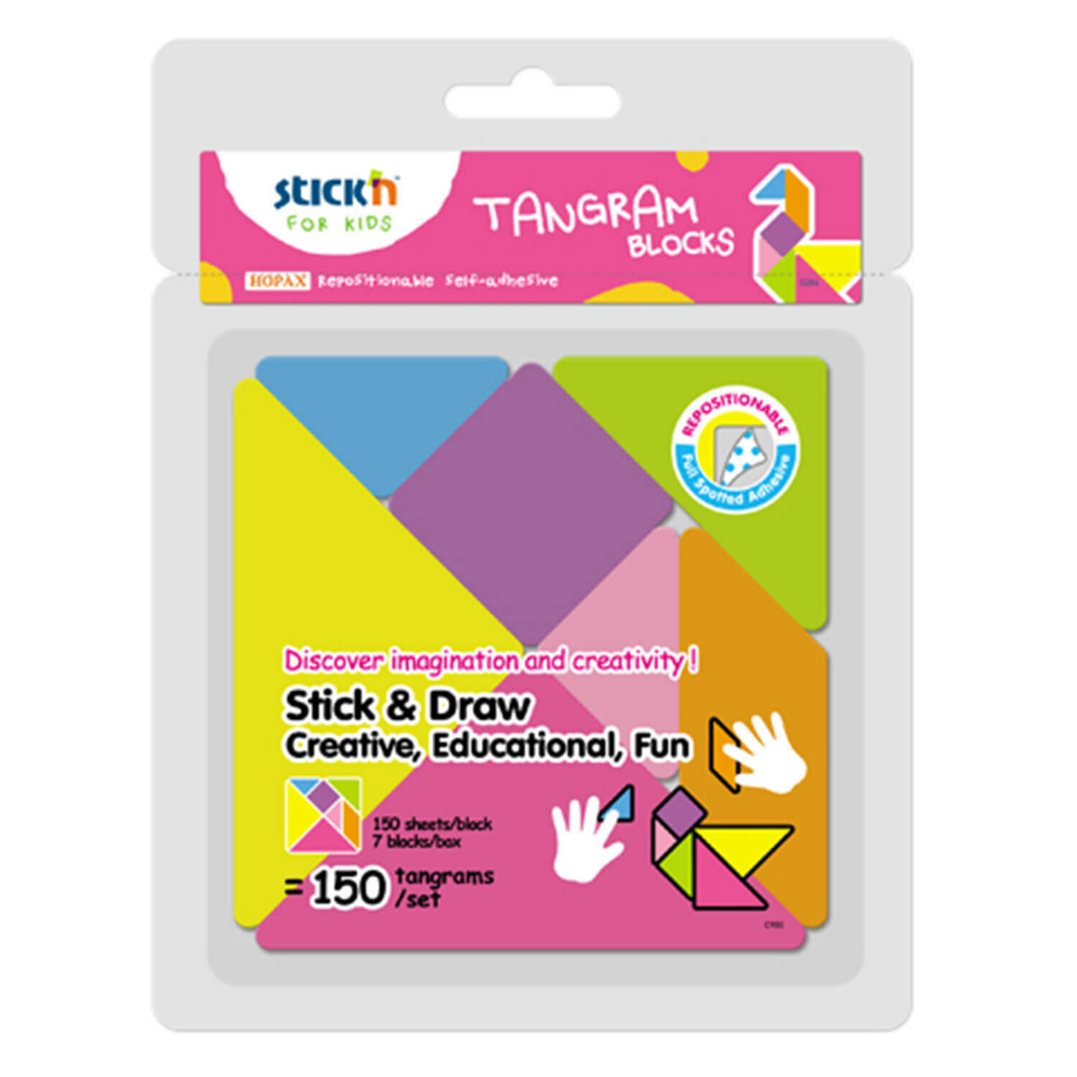 Notesy samoprzylepne tangram, 150 kart.