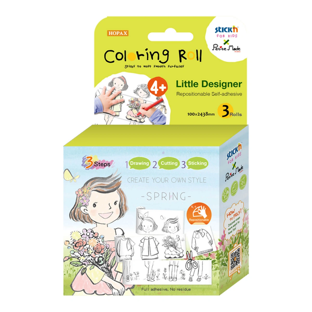 Zestaw 3 rolek samoprzylepnych Mała projektantka wiosna