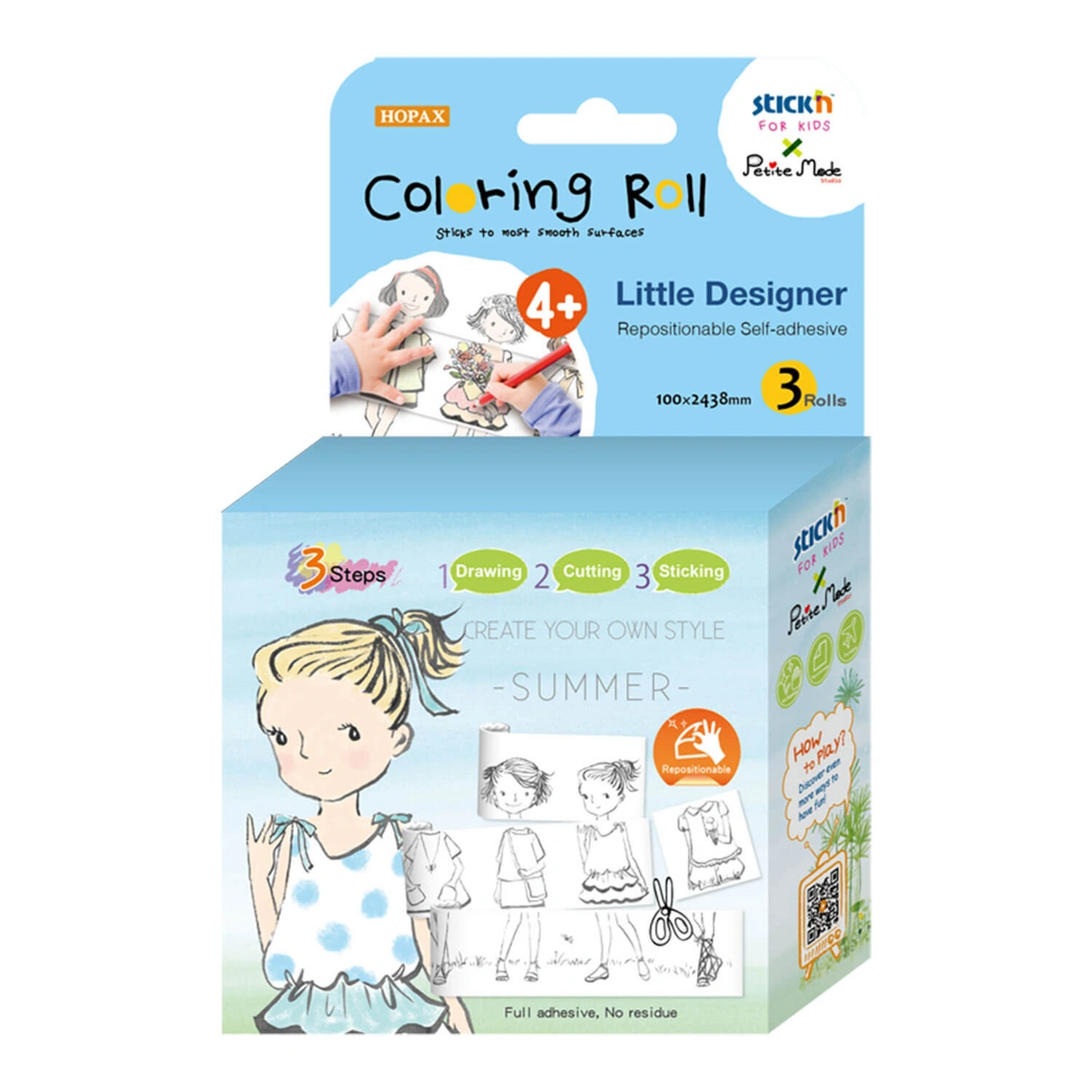 Zestaw 3 rolek samoprzylepnych Mała projektantka lato