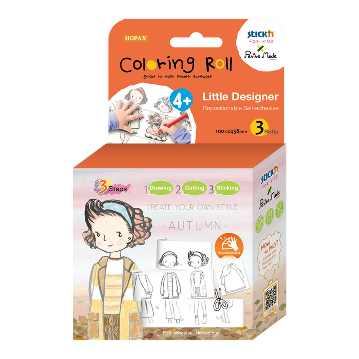 Zestaw 3 rolek samoprzylepnych Mała projektantka jesień