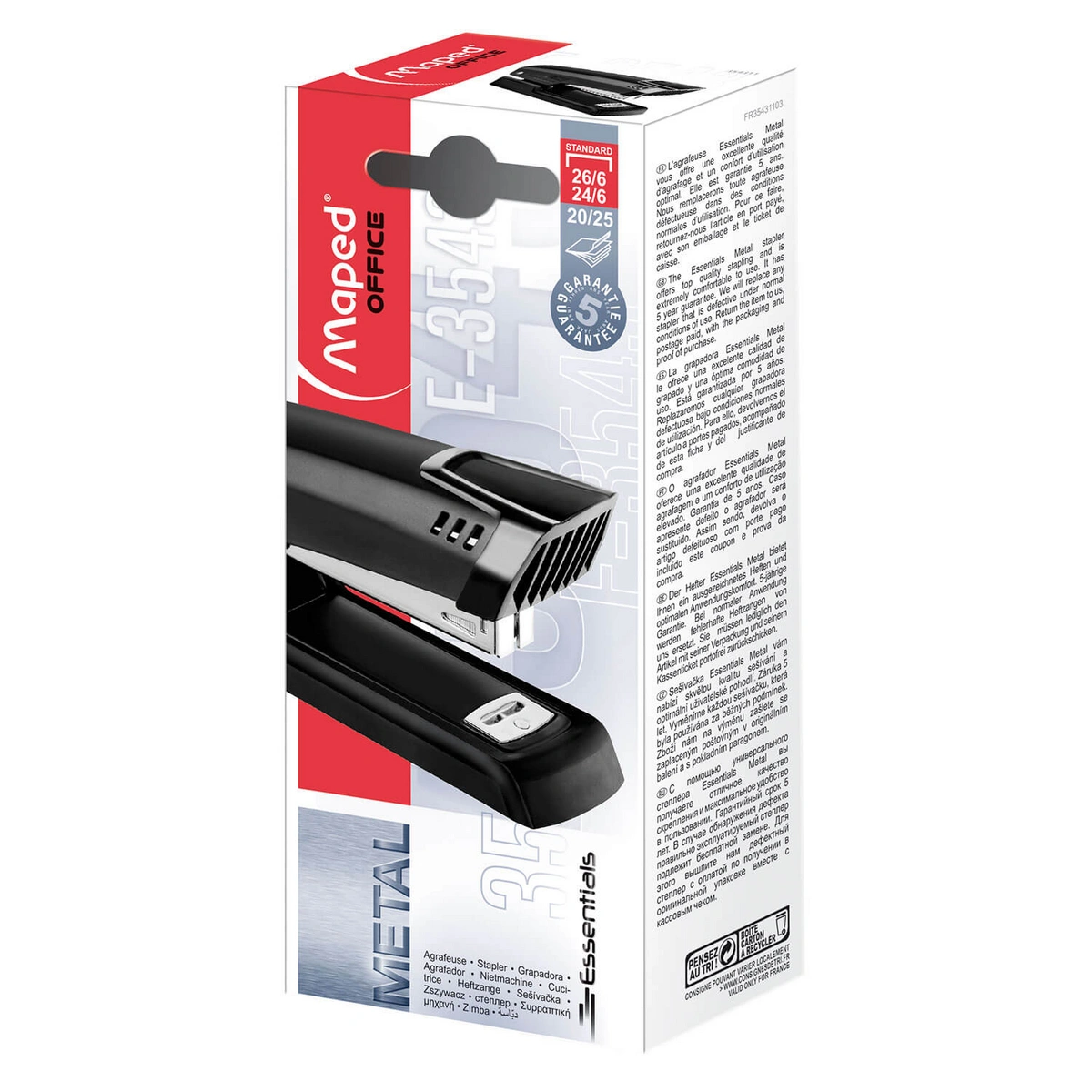 Zszywacz Essentials metal do 25 k. krótki magazynek