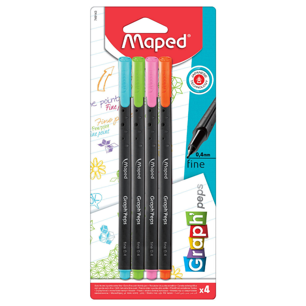 Cienkopis Graph Peps kolory fancy 4 szt