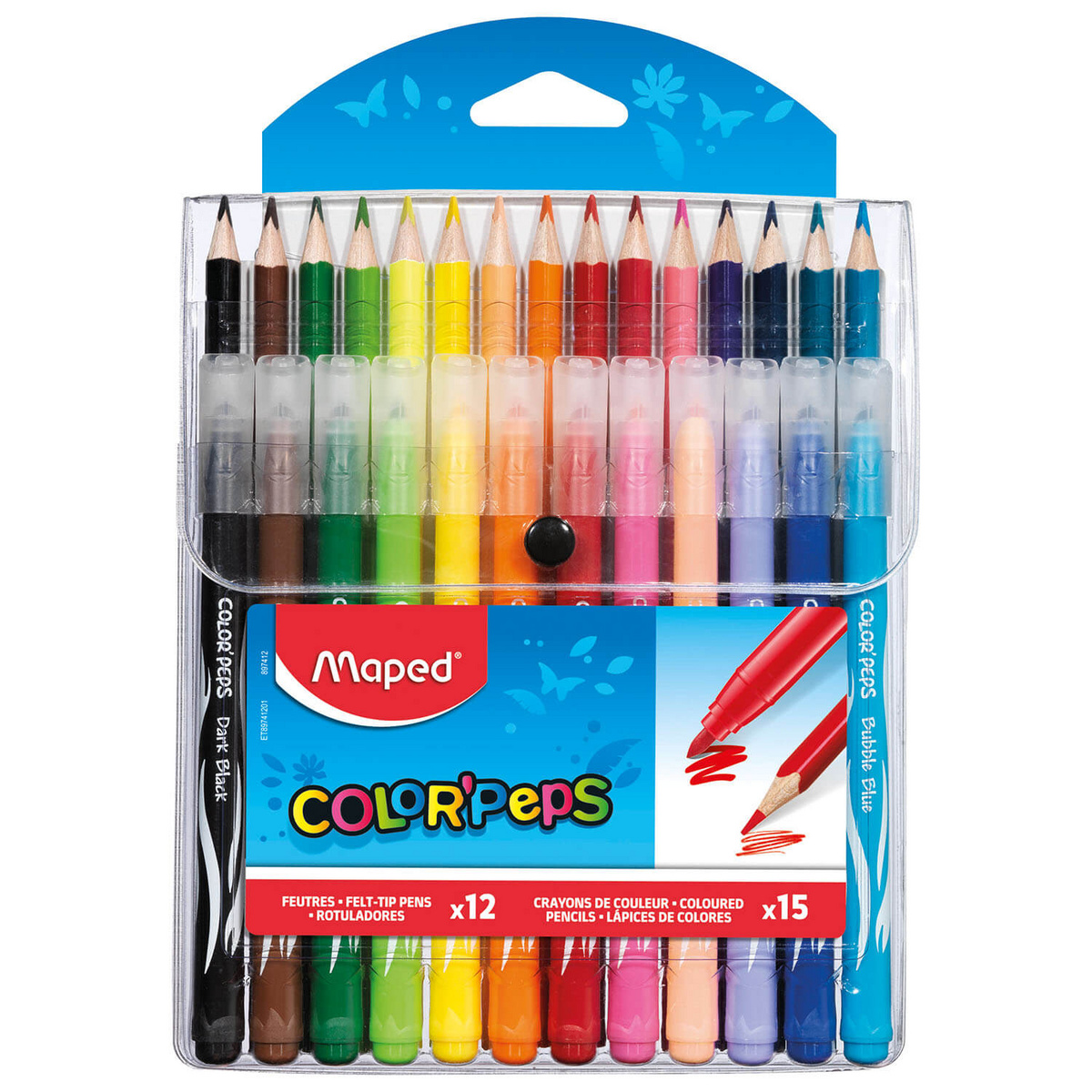 Zestaw Colorpeps Kredki 15 szt + Flamastry 12 szt